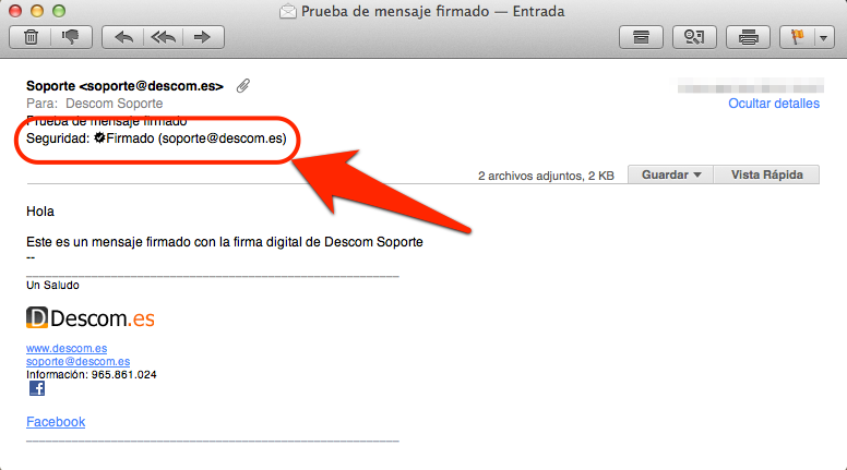 correo firmado Mail Apple