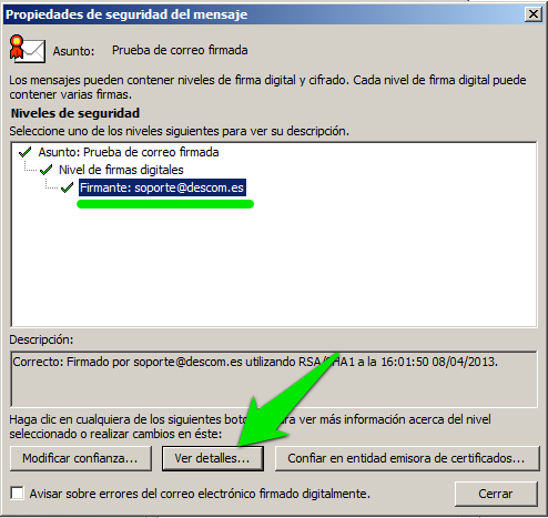 correo firmado Outlook detalles 2