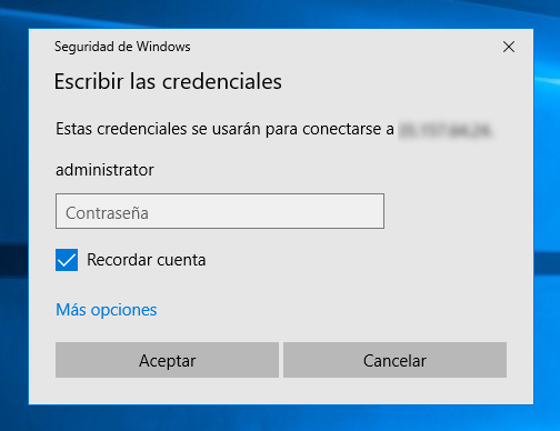 Acceso a equipo a través de conexion a escritorio remoto