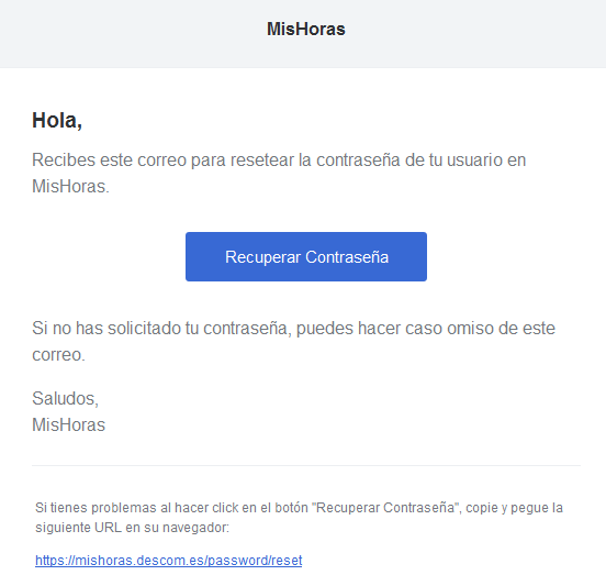 Email reset clave registro jornada MisHoras