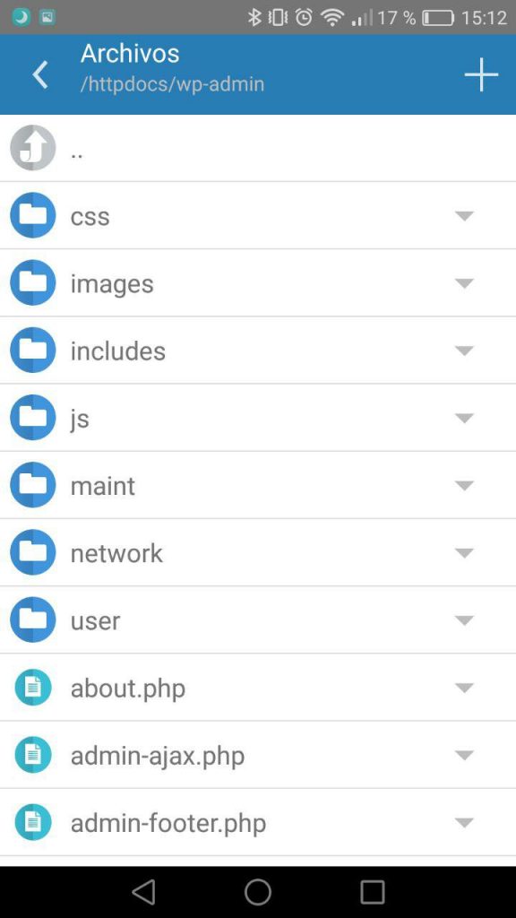 Plesk mobile - Gestor de archivos