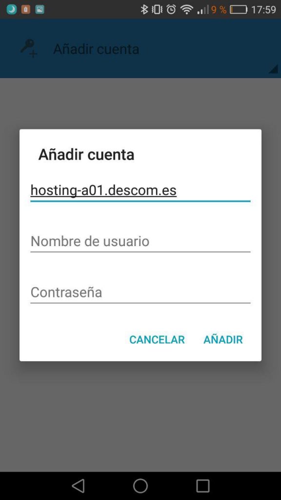 Plesk mobile - Inicio de sesión