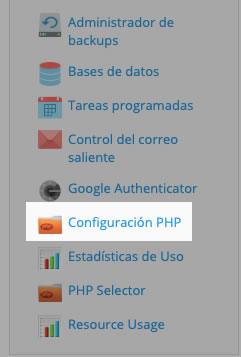 Actualizar configuracion PHP