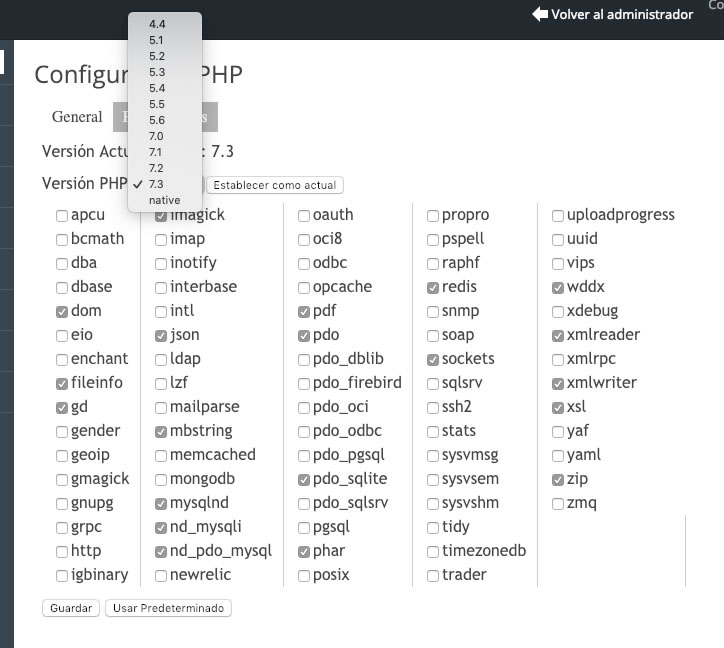 Actualizar version PHP de la web